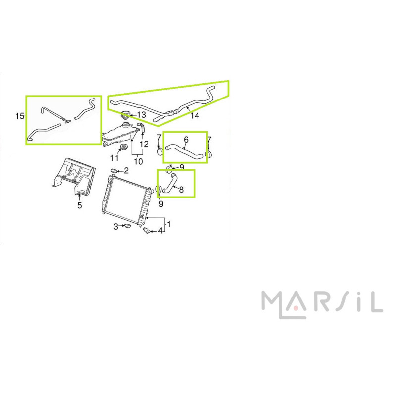 CORVETTE C6 6.0L LS2 V8 - kit de mangueras del sistema de refrigeración